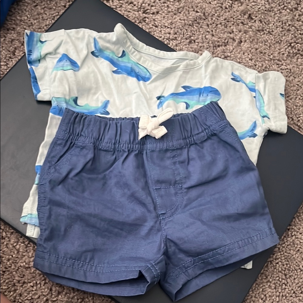 Shark Print T-Shirt and Blue Shorts Set carters